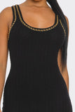 Black Knit Chain Collar Dress