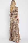 Golden 3/4 Sleeve Wrap Maxi Dress