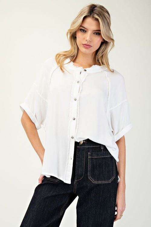 Off-white Frayed Button Down