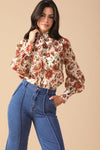 Floral Printed Blouse with Bow Detail