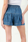 Mineral Washed Pleated Button Shorts