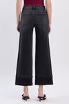 Black Super High Rise Cuffed Wide Leg Jeans