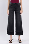 Black Super High Rise Cuffed Wide Leg Jeans