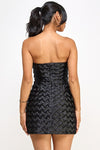 Black Square Print Tube Mini Dress