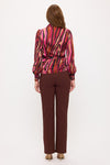Fuchsia Animal Print Long Sleeve Tie Blouse