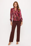 Fuchsia Animal Print Long Sleeve Tie Blouse