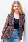 Leopard Print Double Buttons Blazer