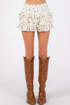 Bow Print Ivory Textured Skort