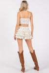 Bow Print Ivory Textured Skort