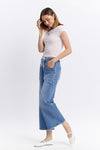 High Rise Drawstring Wide Leg Jeans