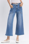 High Rise Drawstring Wide Leg Jeans