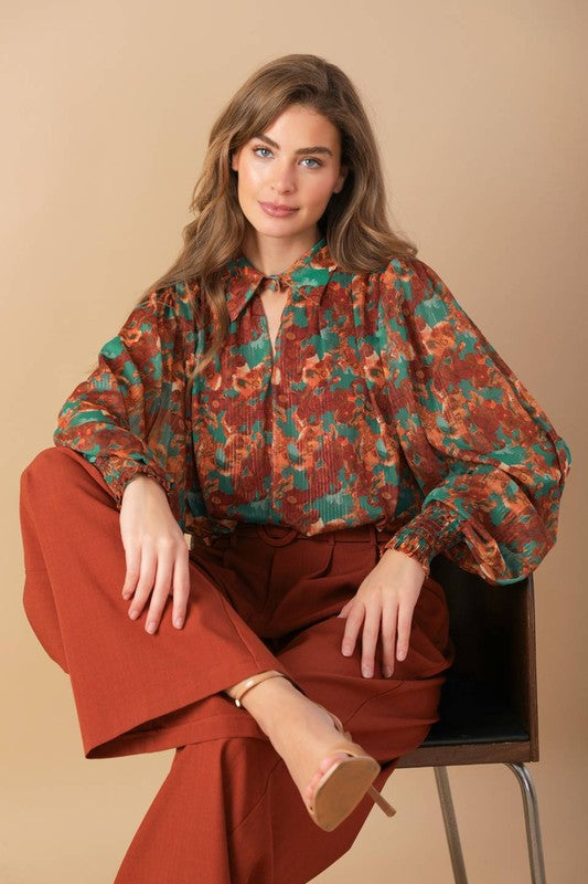 Printed Collared Blouse