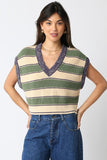 Olive Combo Sweater Top