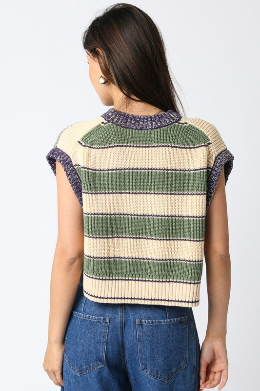 Olive Combo Sweater Top