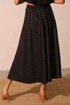 Black Jacquard Midi Swing Skirt