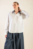 White Contrasting Collar Button Up