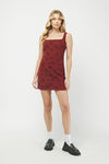 Burgundy Square Neck Corduroy Mini Dress