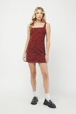 Burgundy Square Neck Corduroy Mini Dress
