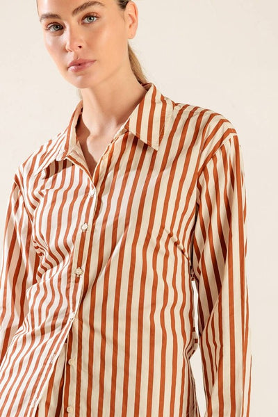 Striped Woven Button Down Shirt