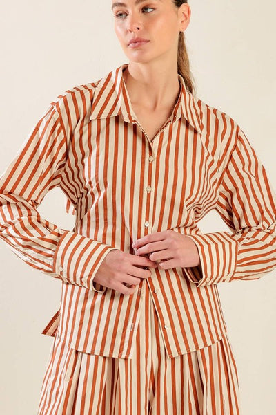 Striped Woven Button Down Shirt