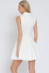 White Sleeveless Collared Mini Dress