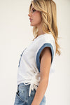 Denim Drawstring Top