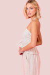 Striped Linen V-neck Sleeveless Halter Top