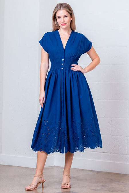 Red Button Detailed Dress