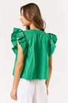 Green Flare Sleeve Blouse