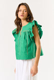 Green Flare Sleeve Blouse