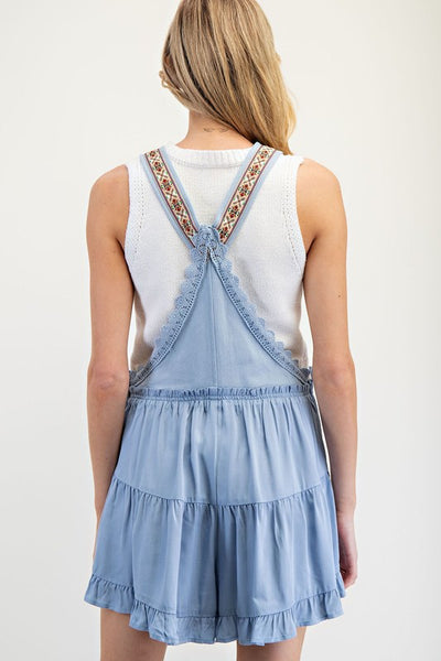Denim Woven Detail Romper