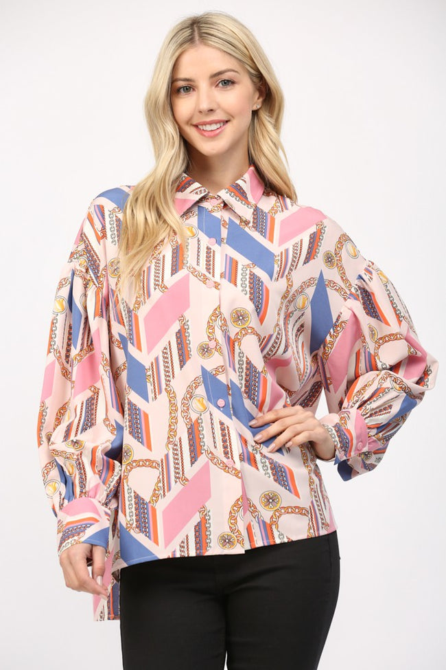 Chain Printed Button Down Shirt