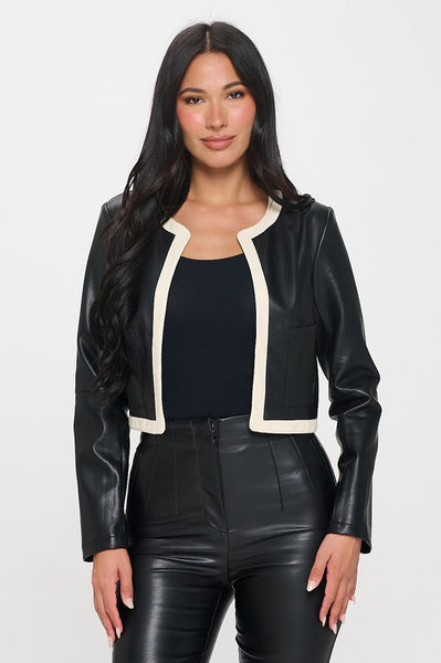 Black Faux Leather Blazer