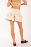 Oatmeal High-Waisted Button-Front Shorts