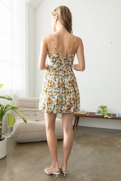 Lemon Print Spaghetti Strap Dress