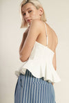 White Structured Peplum Tank