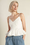 White Structured Peplum Tank