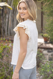 Ivory Contrast Ruffle Sleeve Knit Top