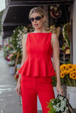 Red Sleeveless Fitted Top