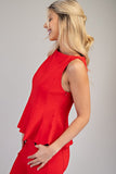 Red Sleeveless Fitted Top