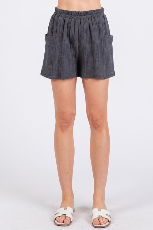 Charcoal Front Pocket Detailed Shorts