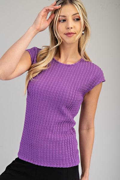 Purple Textured Drop Sleeve Top
