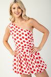 Red One Shoulder Mini Bubble Dress