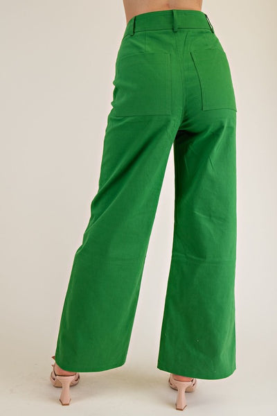 Green HIgh Waisted Straight Leg Pants
