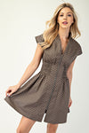 Mocha Smocked Zip-Up Mini Dress
