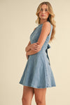 Denim Bow Detail A-Line Mini Dress