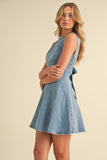 Denim Bow Detail A-Line Mini Dress
