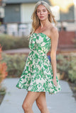 Green Strapless Smocked Mini Dress