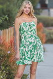 Green Strapless Smocked Mini Dress