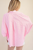 Neon Pink Stripe Button Up Shirt